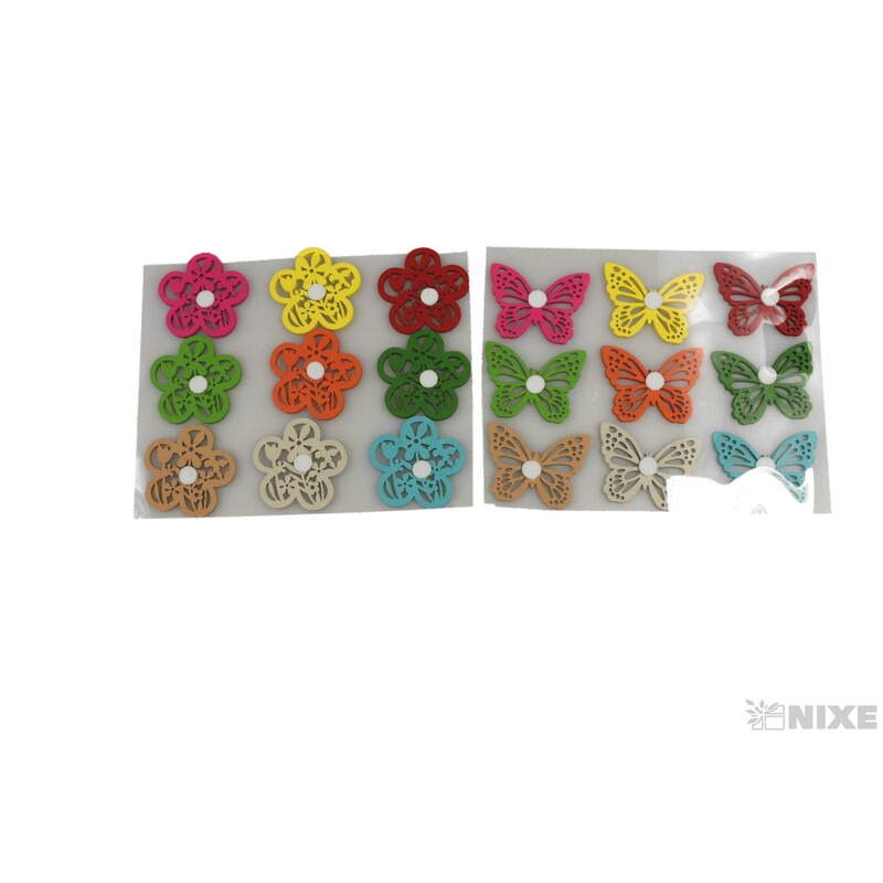 MOTÝL NALEP. 4,5x3,5cm 9ks*MIX BAREV