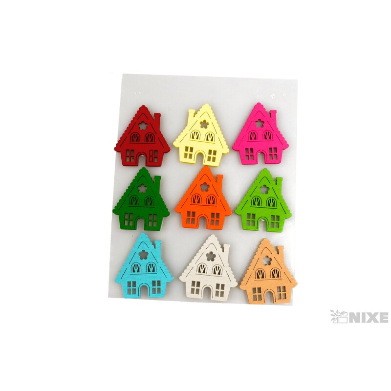 DOMEK NALEP. 3,5x4,5cm 9ks*MIX BAREV