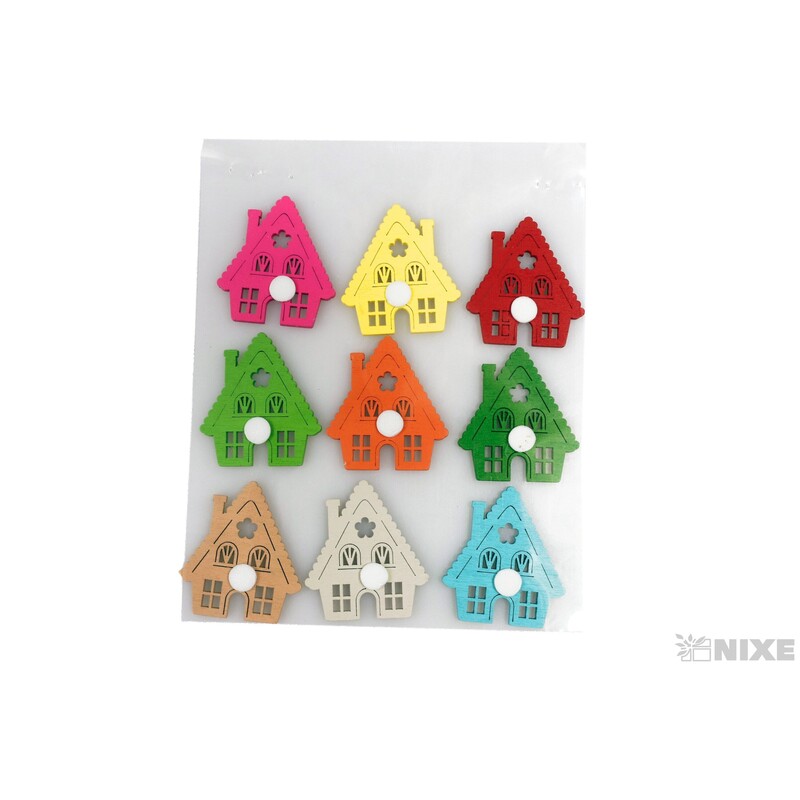 DOMEK NALEP. 3,5x4,5cm 9ks*MIX BAREV