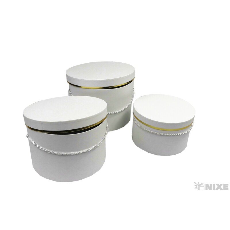 KVĚTINOVÝ BOX 24x17cm 22x15 19X14*BÍLÁ+ZLATÁ