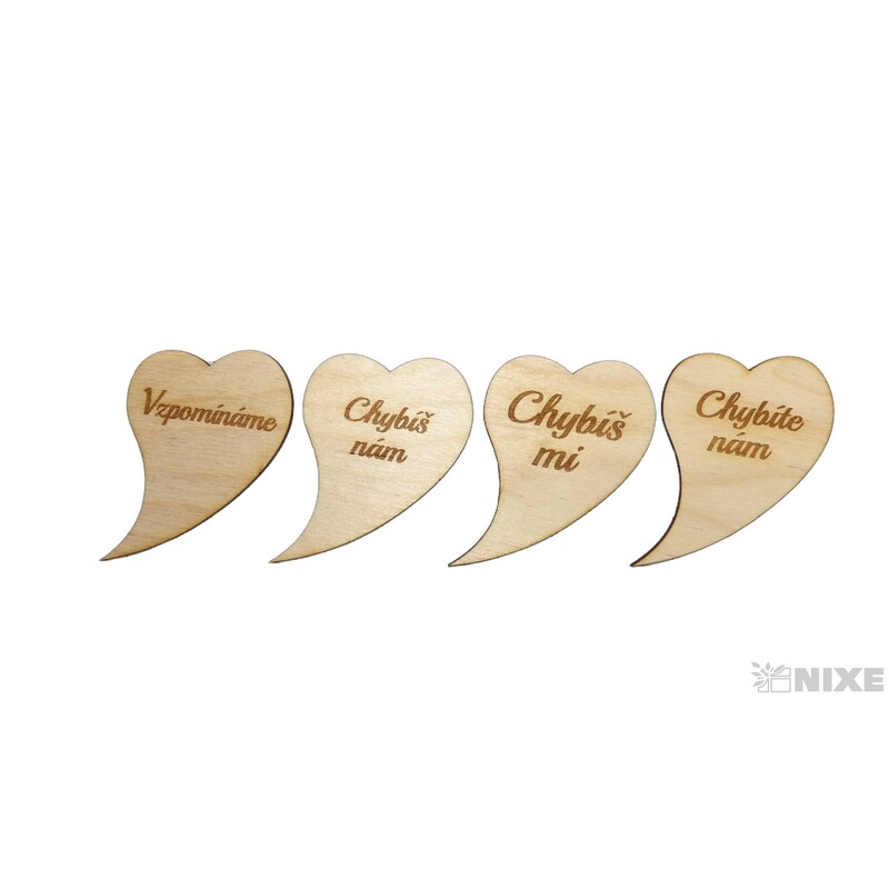 SRDCE KŘIVÉ SMUTEČNÍ XD 6x8cm 12ks*PŘÍRODNÍ