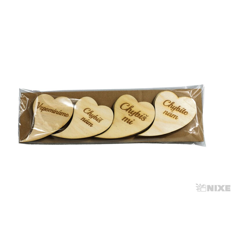 SRDCE KŘIVÉ SMUTEČNÍ XD 6x8cm 12ks*PŘÍRODNÍ