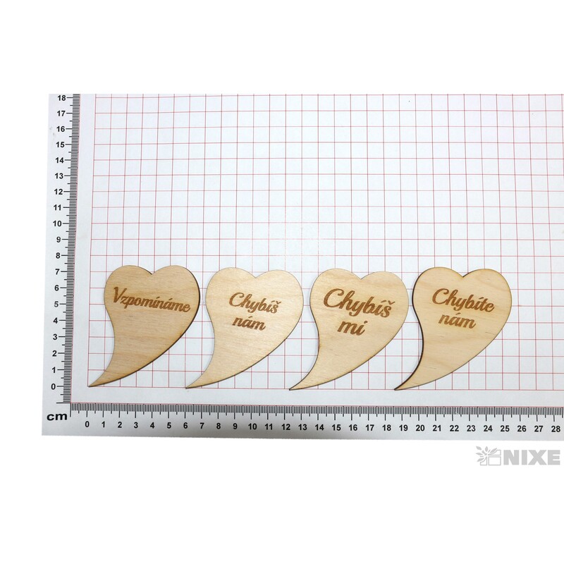 SRDCE KŘIVÉ SMUTEČNÍ XD 6x8cm 12ks*PŘÍRODNÍ