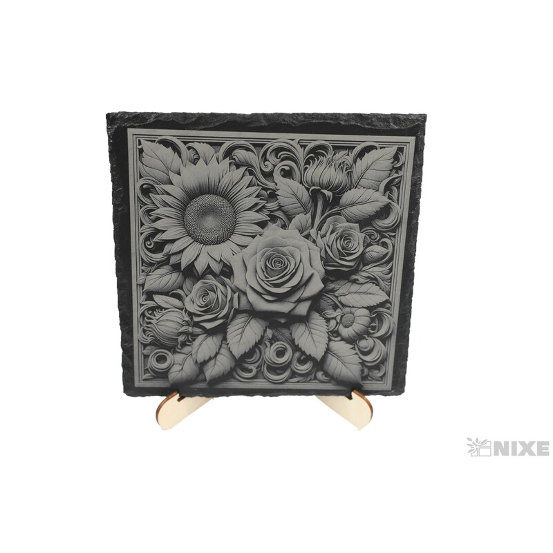 OBRAZ BŘIDLICE KVĚTINY 20x20cm+STOJAN