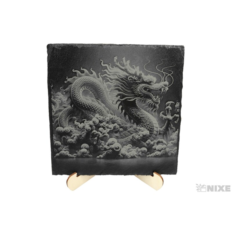 OBRÁZ BŘIDLICE DRAK 20x20cm+STOJAN