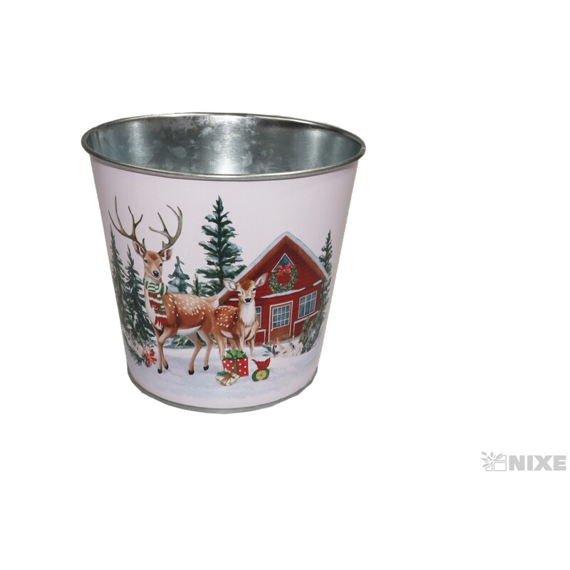 PLECHOVÝ OBAL VÁNOCE 14x13cm*MIX BAREV