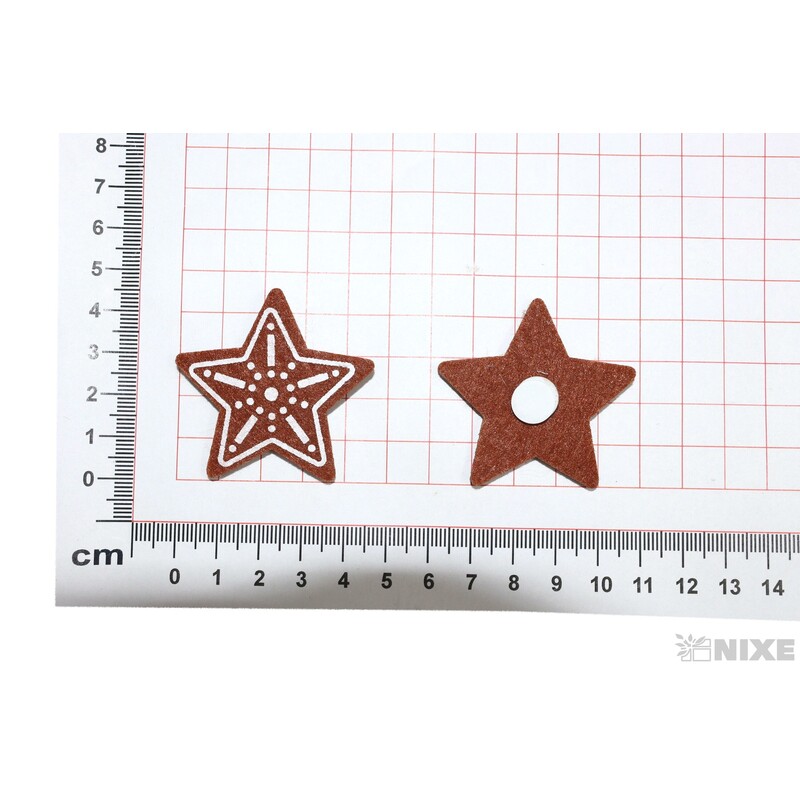 HVĚZDA FILC NALEP. 4,5cm 6ks*HNĚDÁ