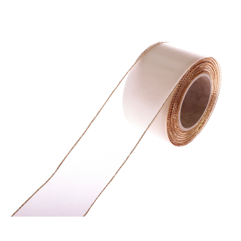 PLÁTNOVÁ STUHA  MTP 40mmx20m*KRÉMOVÁ+ZLATÁ