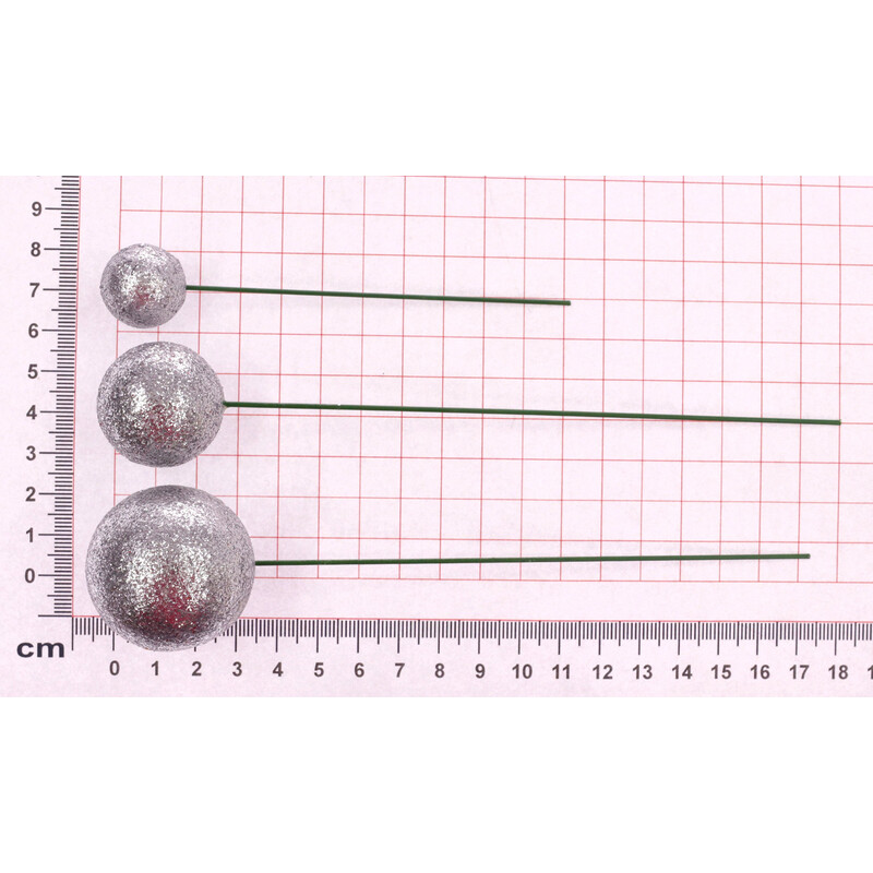 KOULE NA DR. 2-4x17cm 100ks*STŘÍBRNÁ