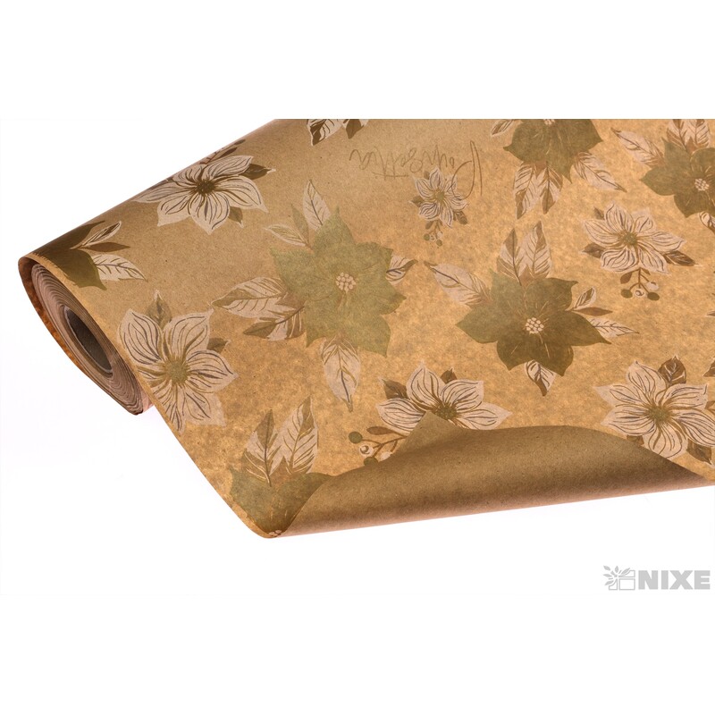 ROLE PAPÍR POINSETTIA 70cmx50m*PŘÍRODNÍ+ZLATÁ