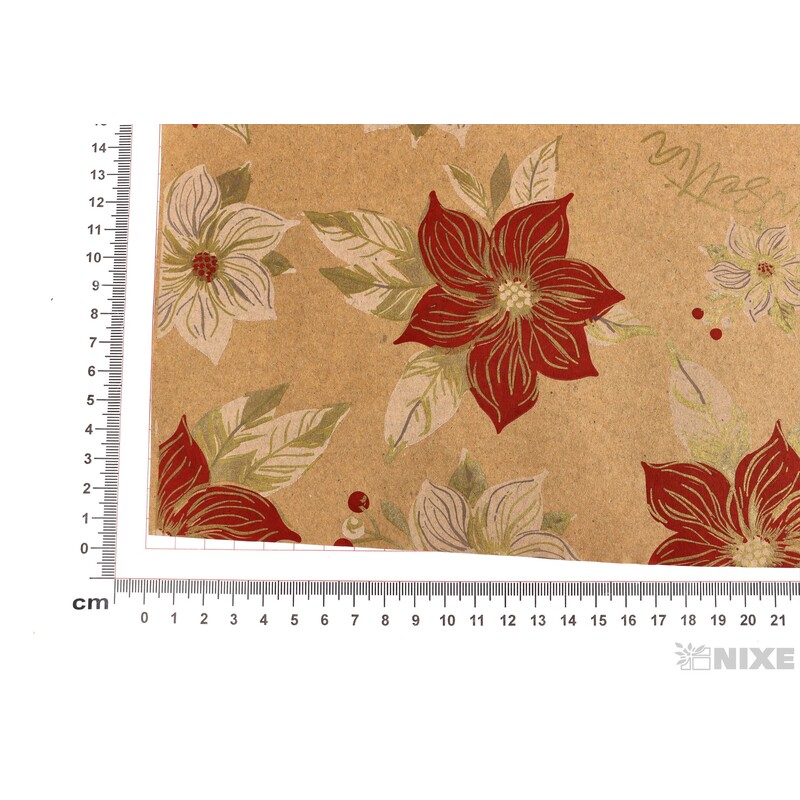 ROLE PAPÍR POINSETTIA 70cmx50m*PŘÍRODNÍ+ČERVENÁ