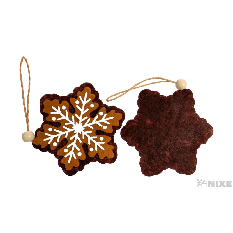 ZÁVĚS PERNÍČEK VLOČKA 8cm 4ks*HNĚDÁ