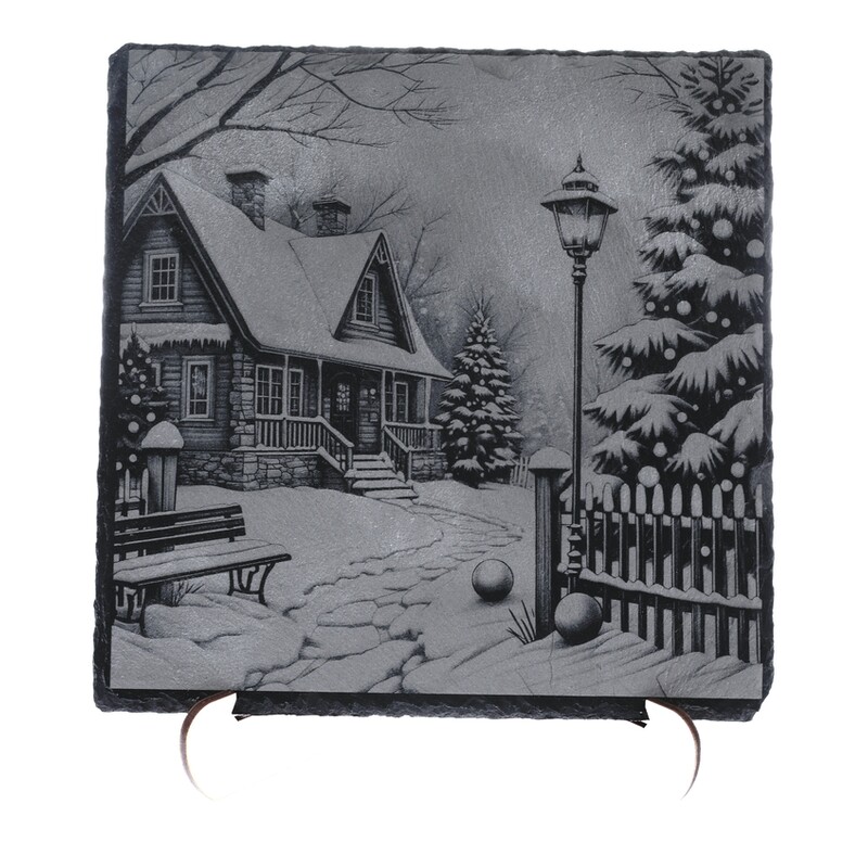 OBRAZ BŘIDLICE ZIMNÍ DŮM 20x20cm+STOJAN