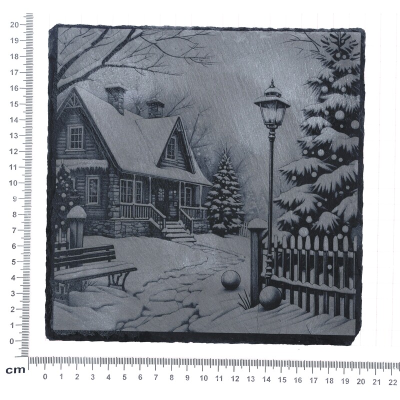 OBRAZ BŘIDLICE ZIMNÍ DŮM 20x20cm+STOJAN