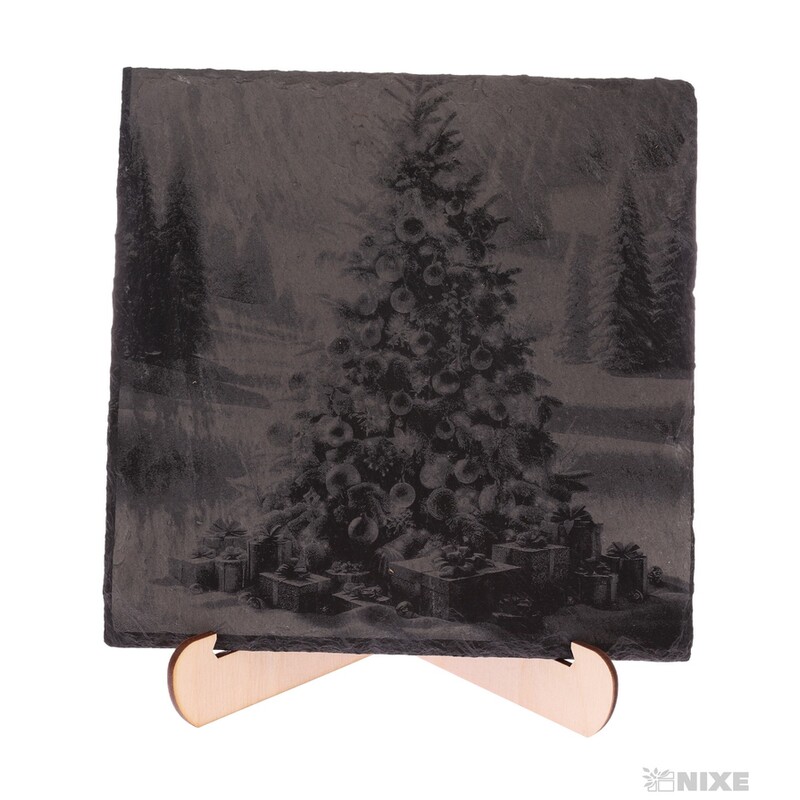 OBRAZ BŘIDLICE VÁNOČNÍ STROM 20x20cm+STOJAN