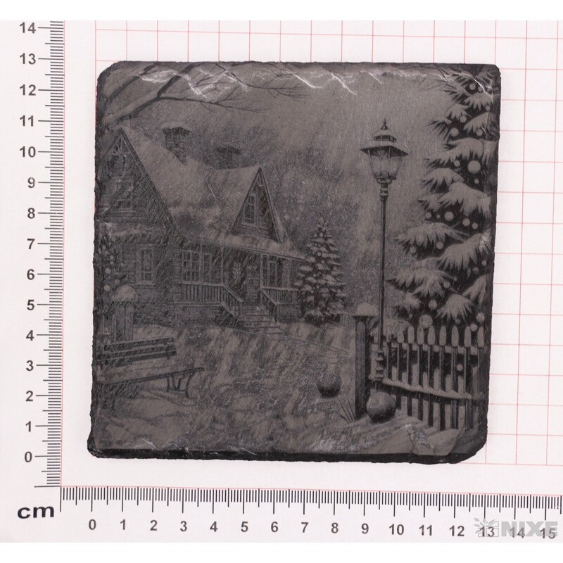 OBRAZ BŘIDLICE ZIMNÍ DŮM 13x13cm+STOJAN