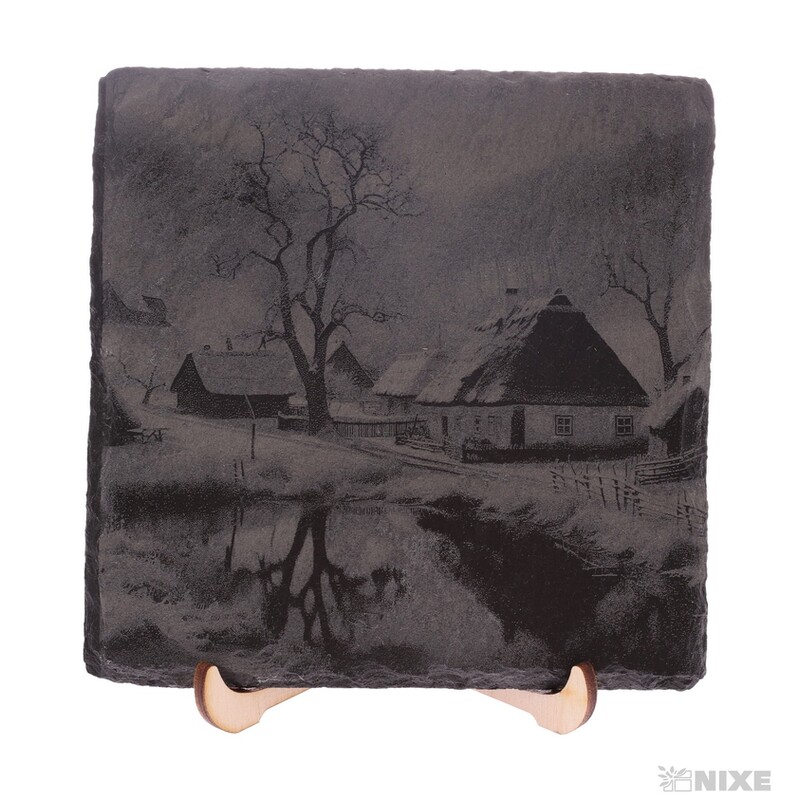 OBRAZ BŘIDLICE ZIMNÍ CHALUPA 13x13cm+STOJAN