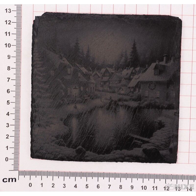 OBRAZ BŘIDLICE VÁNOČNÍ VESNICE 13x13cm+STOJAN