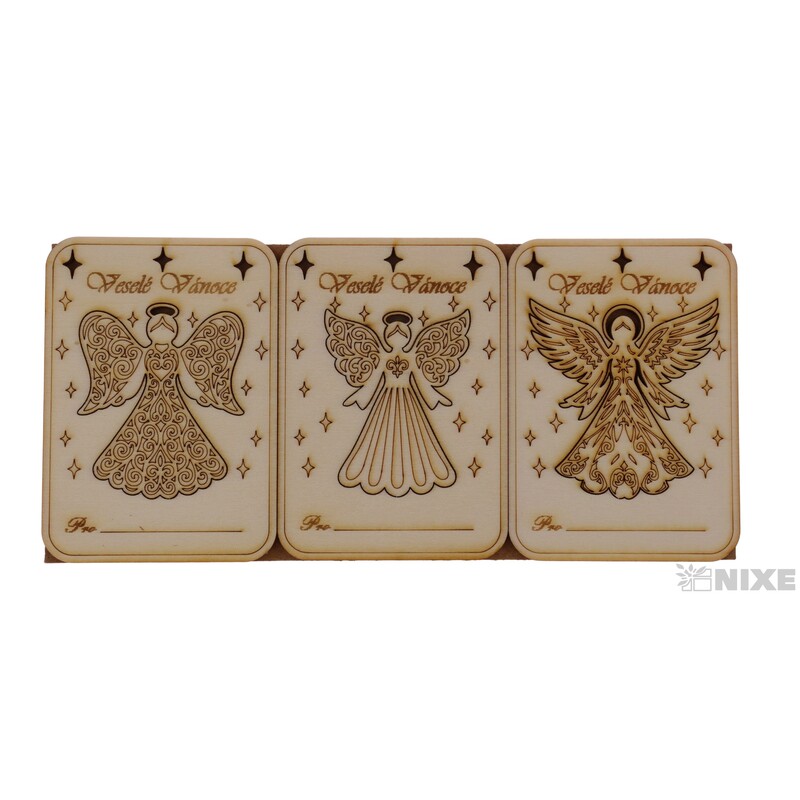 VÁNOČNÍ PŘÁNÍ ANDĚL XD 7x10cm 6ks*PŘÍRODNÍ