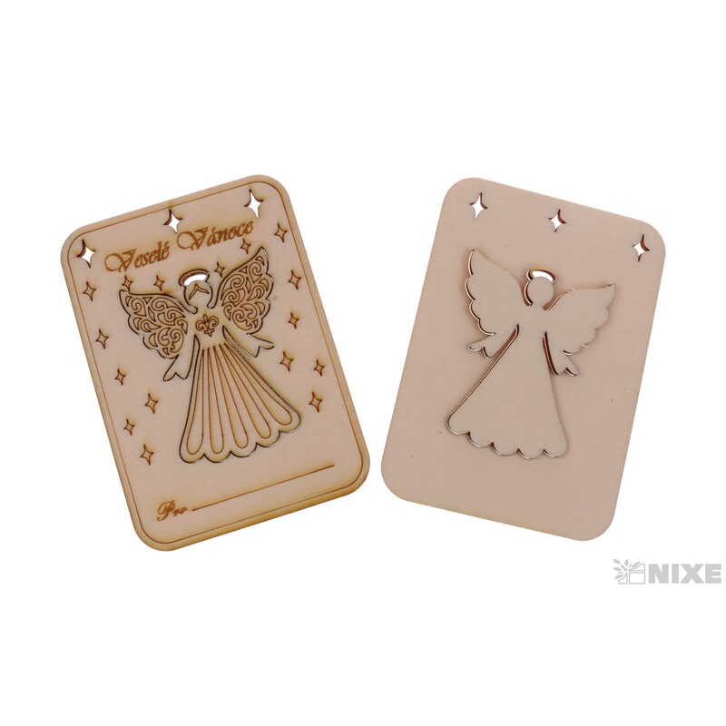 VÁNOČNÍ PŘÁNÍ ANDĚL XD 7x10cm 6ks*PŘÍRODNÍ
