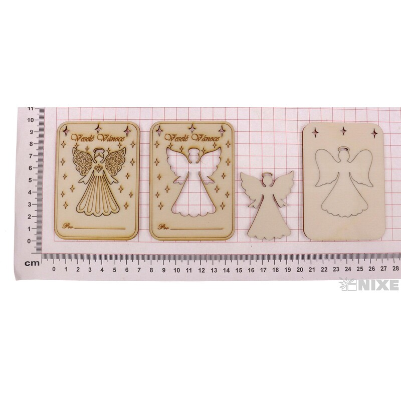 VÁNOČNÍ PŘÁNÍ ANDĚL XD 7x10cm 6ks*PŘÍRODNÍ