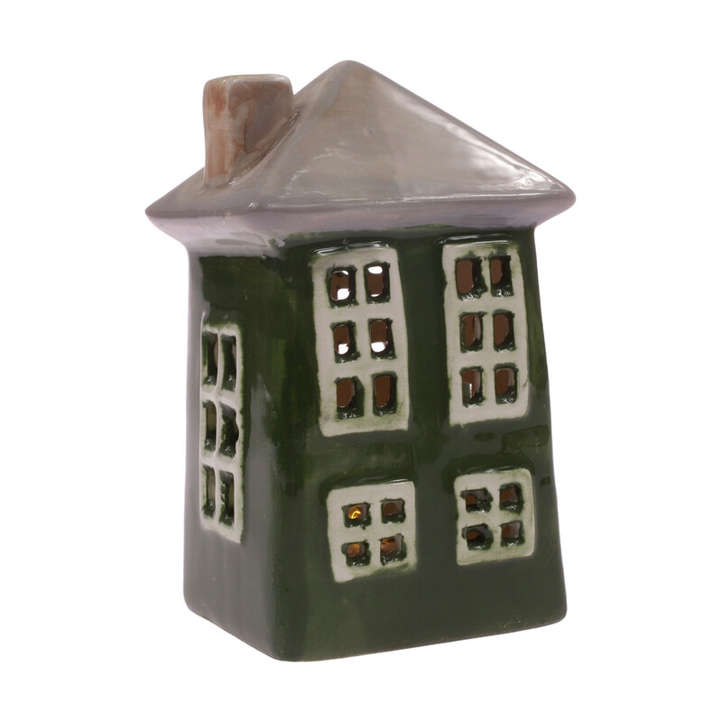 DOMEK KERAMIKA SVÍTÍCÍ 7x13x6cm*ZELENÁ