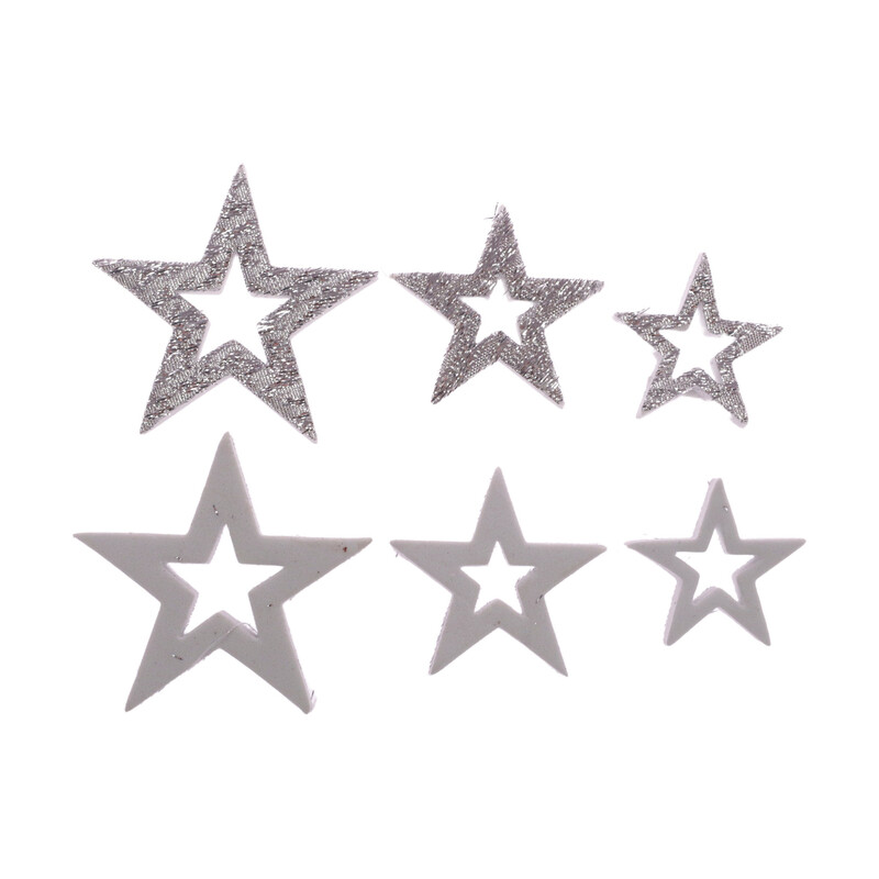 HVĚZDA 24ks 3-5cm*STŘÍBRNÁ