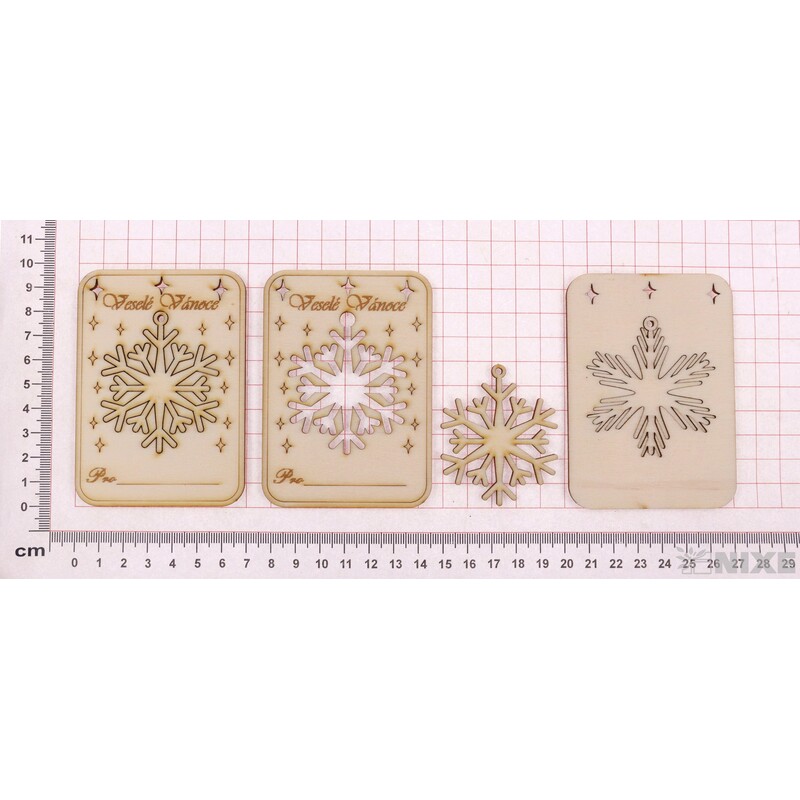 VÁNOČNÍ PŘÁNÍ VLOČKA XD 7x10cm 6ks*PŘÍRODNÍ