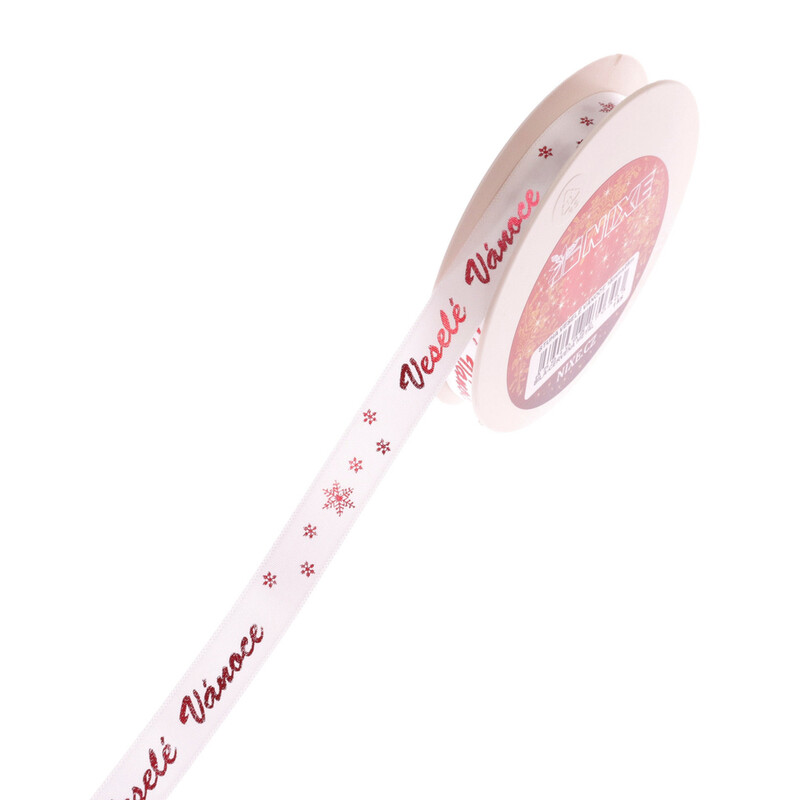 STUHA VESELÉ VÁNOCE 15mmx25m*BÍLÁ-ČERVENÁ METAL