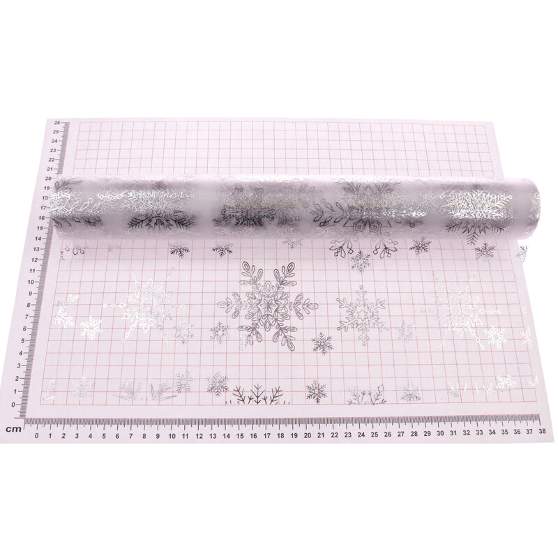 ORGANZA VZOR 708 39cmx10yd*STŘÍBRNÁ