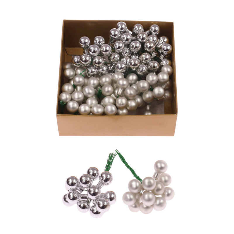 KOULE NA DR. 1,5x10,5cm 144ks MIX*STŘÍBRNÁ