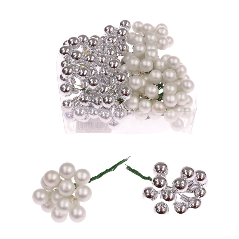 KOULE NA DR. 1,5x10,5cm 144ks MIX*STŘÍBRNÁ+BÍLÁ