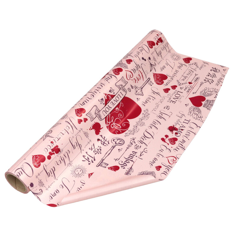 ROLE PLAST SRDCE SN 50cmx9m*KRÉMOVÁ+ČERVENÁ 07