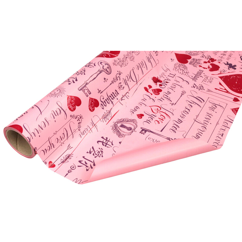 ROLE PLAST SRDCE SN 50cmx9m*RŮŽOVÁ+ČERVENÁ 12