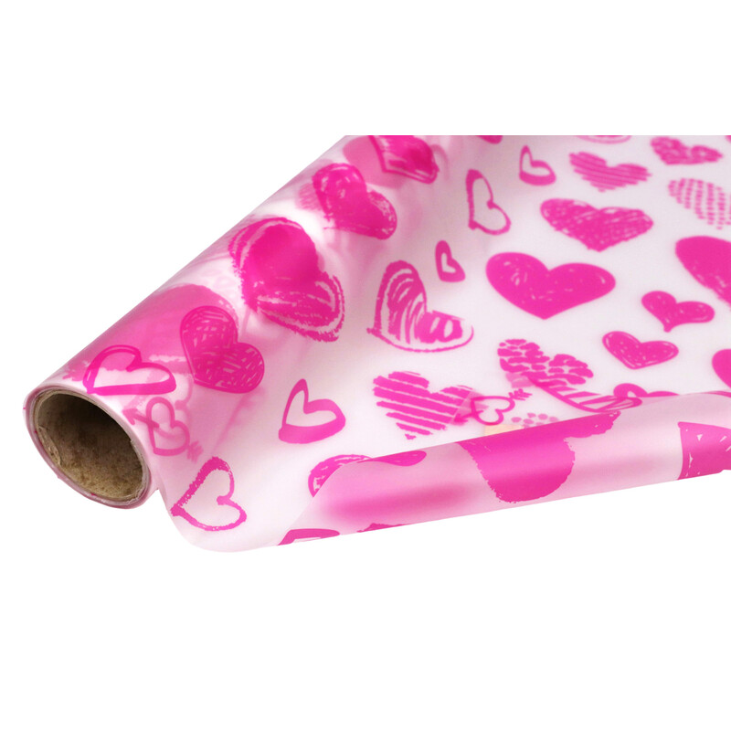 ROLE PLAST SRDCE AMORKI 50cmx9m*RŮŽOVÁ TM. 03