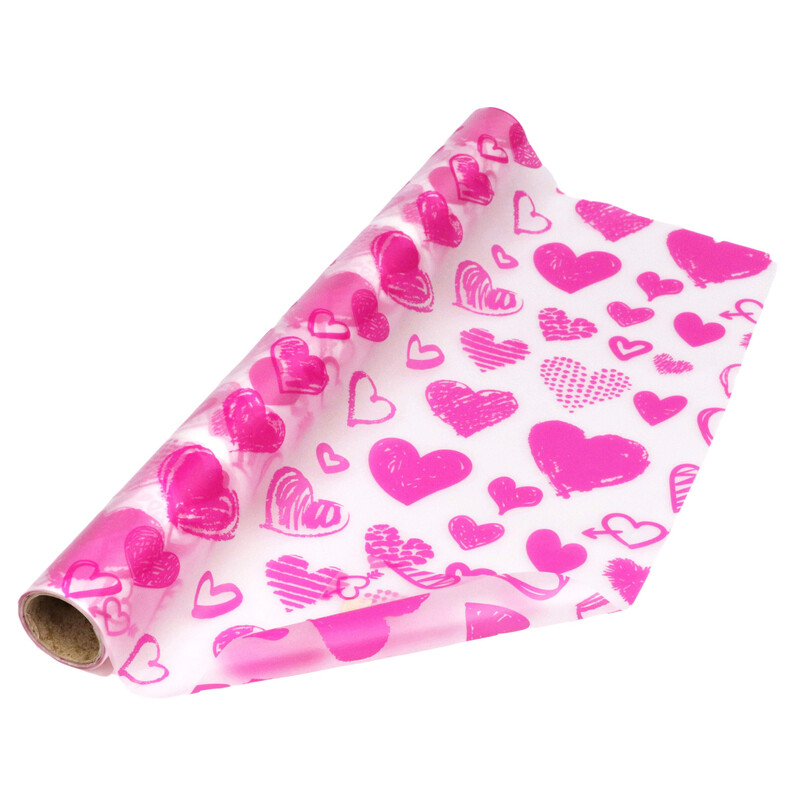 ROLE PLAST SRDCE AMORKI 50cmx9m*RŮŽOVÁ TM. 03