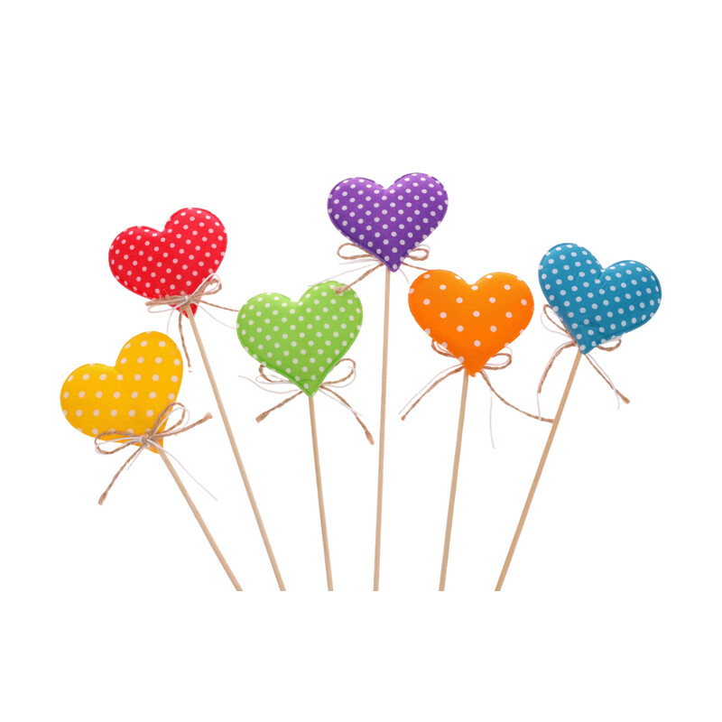 ZÁPICH SRDCE 07x25cm 6ks*MIX BAREV