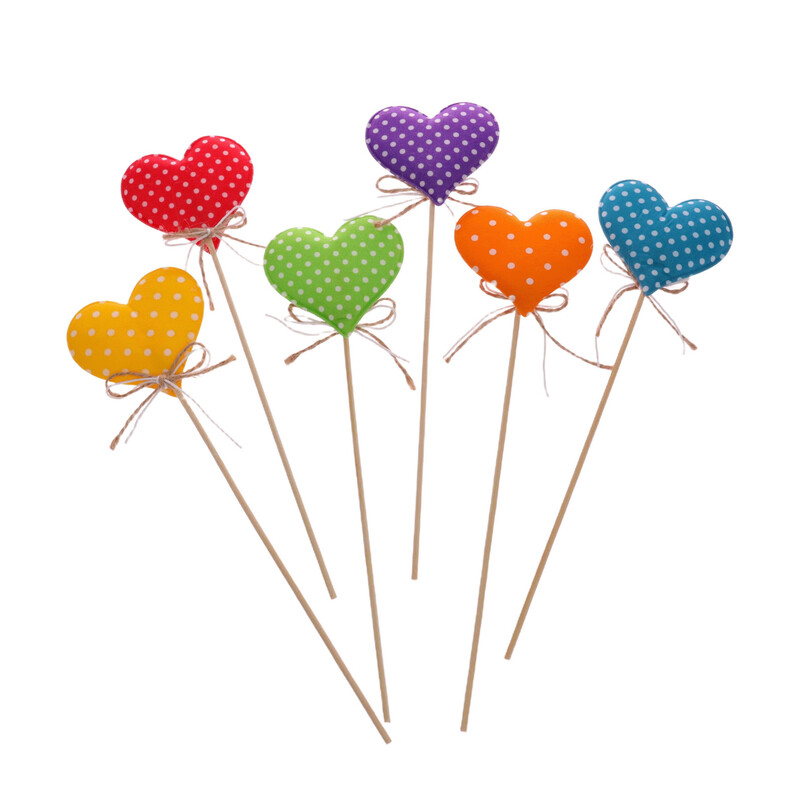 ZÁPICH SRDCE 07x25cm 6ks*MIX BAREV