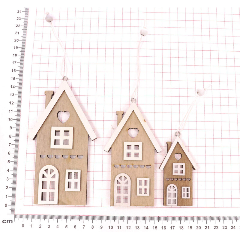 ZÁVĚS DOMEČEK 15x6,5 12x5, 8x3,5cm 3ks*PŘÍRODNÍ